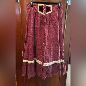 Vintage Jessica’s Gunnies Calico Floral Midi Skirt Pockets Gunne Sax